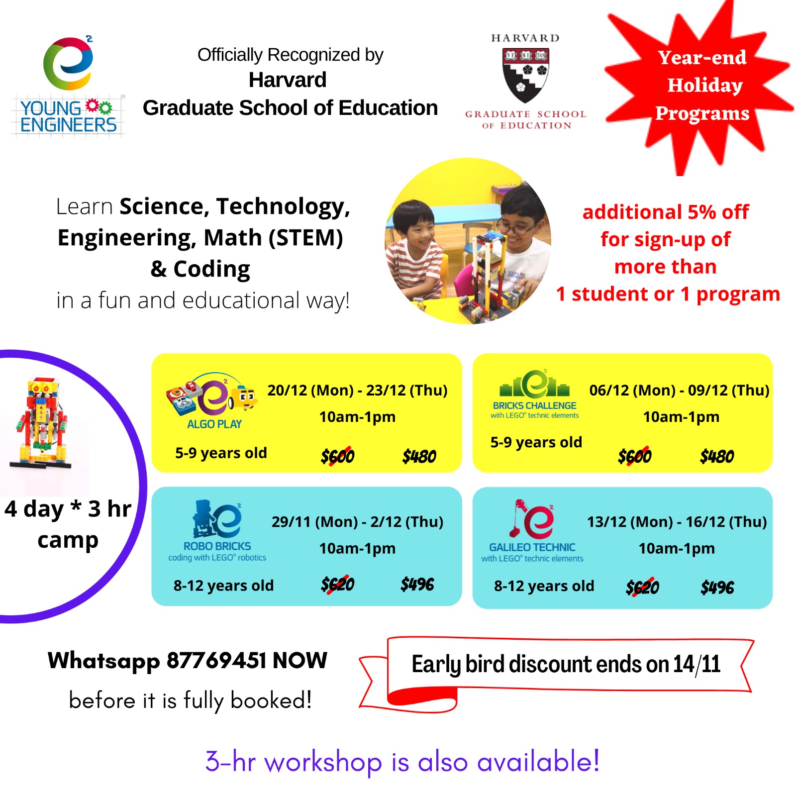 Young Engineers Jurong East Dec 2021 4 Days Workshop update